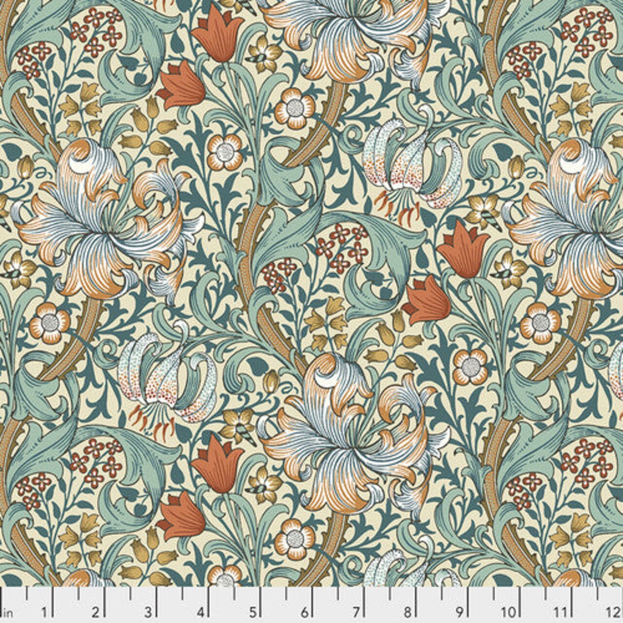 Fabric FreeSpirit Morris & Co. Autumn Golden Lily by the Quarter Yard PWWM028.AUTUMN